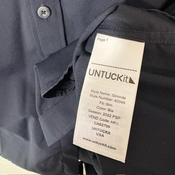 UNTUCKit Shirt Mens Small Black Gironde Slim Fit Performance Stretch 40349 - Picture 4 of 7
